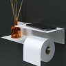 Держатель для туалетной бумаги и освежителя с полочкой настенный металлический Белый 30x11x7 Правый фото 6