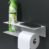 Держатель для туалетной бумаги и освежителя с полочкой настенный металлический Белый 30x11x7 Правый_ фото 6