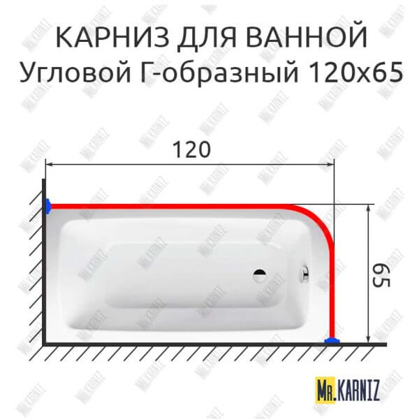 Карниз для ванной Угловой Г образный 120х65 Усиленный 20 мм в Москве! Цена 1 860 руб.