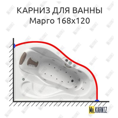 Карниз для ванны Bellrado Марго 168х120 Усиленный 20 мм MrKARNIZ