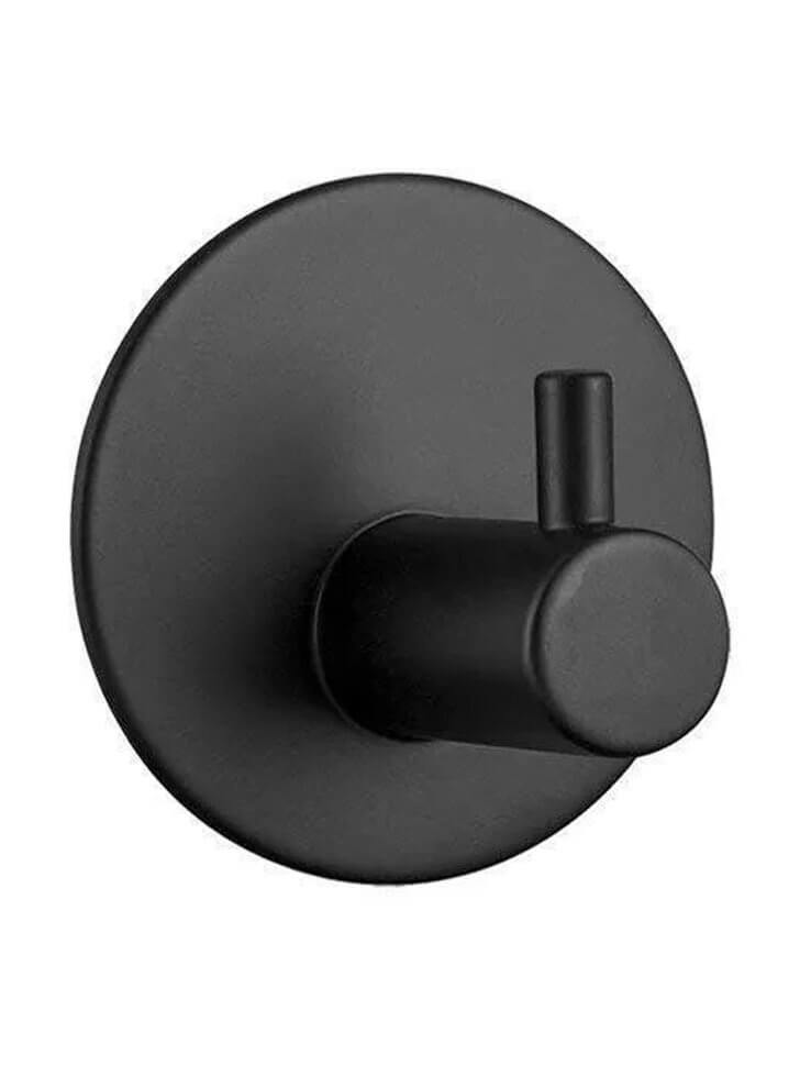 Настенные крючки для ванной и кухни для полотенец Г-образные круг черные 1 шт