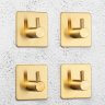 Настенные крючки для ванной и кухни для полотенец Г-образные квадрат золото 3 шт фото 2